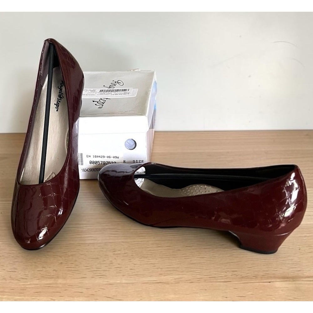 Angel Steps Shoes Women's Size 9 Wide Brown‎ Patent Croc